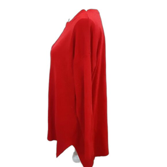a.n.a red sweater tunic PXL 100% acrylic long sleeve side vents - Picture 3 of 3